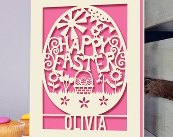 Personalized Happy Easter Cards Custom Happy Easter Gifts for Daughter Granddaughter Grandson Son Easter Cards for Wife Mum Bunny Card