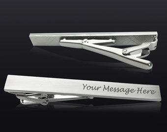 Personalized Engraved Tie Bar Clip Tie Pin, Personalized Wedding Favours, Gift for Best Man, Usher, Groomsman, Business, Birthday gifts
