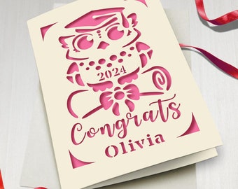 Graduation Cards for Graduates Students Friends Congratulation Laser Paper Cut With Any Name Class of 2023 Greeting Card With Envelope