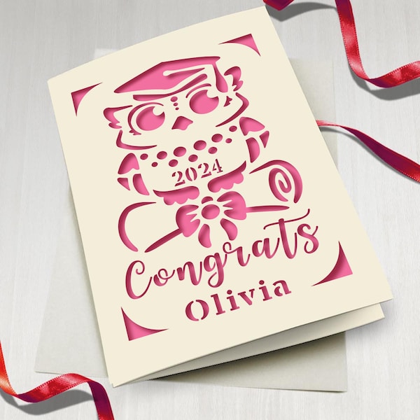 Graduation Cards for Graduates Students Friends Congratulation Laser Paper Cut With Any Name Class of 2023 Greeting Card With Envelope