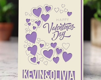 Personalized Valentines Day Cards for Him Her Valentines Day Gifts with Any Name Laser Paper Cut Cards for Girlfriend Boyfriend Wife Husband