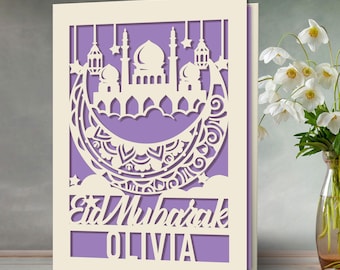 Personalized Eid Cards Custom Eid Mubarak Card Personalized Ramadan Gifts Muslim Gifts Mubarak Decorations Islamic Gift Card for Kids Her