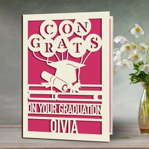 Personalized Graduation Cards for Graduates Students Friends Congratulation Laser Paper Cut Class of 2024 Greeting Card With Envelope