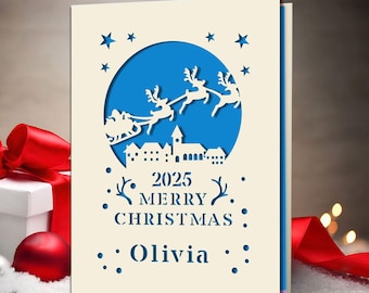 Personalized Christmas Card for Kids Son Daughter Granddaughter Grandson 2025 Merry Xmas Cards Santa Gift for Brother Sister Girl Boy