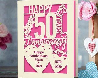 Personalized Anniversary Card Gift for Wedding Memory Lover Couples Girl Women Wife Laser Paper Cut Cards for Her Customized Names and Times