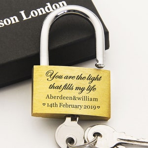 Personalized Padlock With Two Names Wedding Anniversary Gift Present Custom Love Lock With Any Name Personalized Engraved Padlock