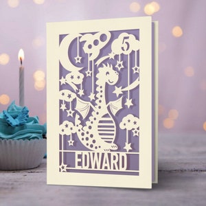 Personalized Birthday Card Laser Paper Cut Greeting Cards Happy Birthday Card Custom with Any Name Any Age 1st 5th 16th 21st 30th Birthday
