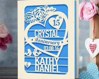 Personalized Anniversary Card Gift for Wedding Memory Lover Couples Girl Women Wife Laser Paper Cut Cards for Her Customized Names and Times