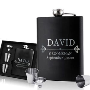 Wedding Gift Flask Personalized Hip Flask Custom Engraved Hip Flasks for Men Best Man Groomsman 6oz Stainless Steel Flask for Him