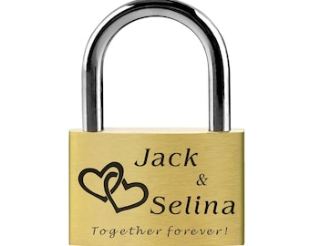 Custom Engraved Padlock Anniversary, Love Lock for Bridge, Wedding, Personalized Engraved Padlock for You Love