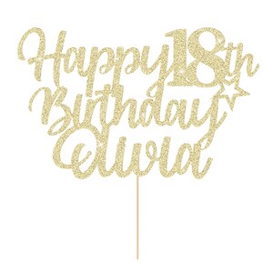 Personalized Cake Topper Customized Happy Birthday Cake Decoration with Any Name Age Glitter Cake Topper 16th 18th 21st 30th 50th Birthday
