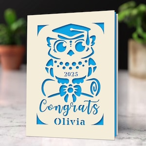 Graduation Cards for Graduates Students Friends Congratulation Laser Paper Cut With Any Name Class of 2025 Greeting Card With Envelope