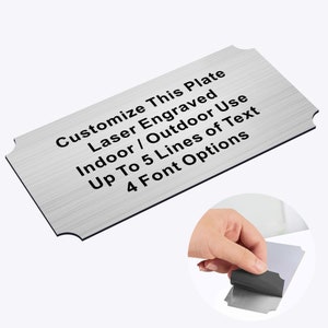 Engraved Name Plate Personalized Memorial Plaques for Doors Urns Solid Metal Plate 2x4in Name Plate Name Label Plaques with Adhesive Backing
