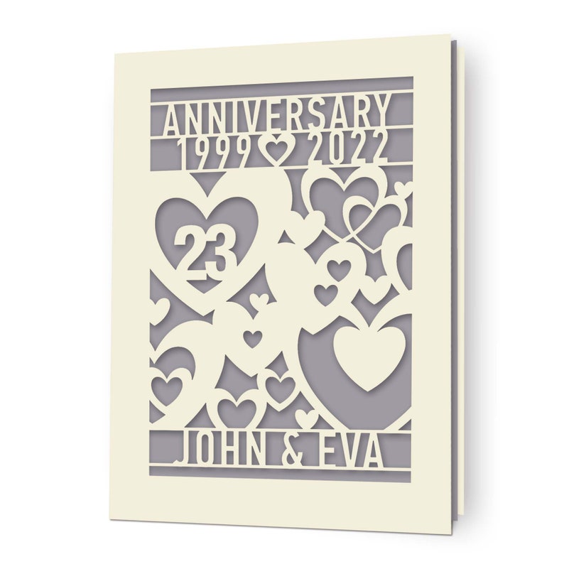 Personalized Anniversary Card with Couples Names Customized Happy Anniversary Gift for 20th 30th 50th Wedding Anniversary Gray