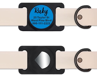 Personalized Holder Fits Airtag Engraved Dog Tag Case for Air Tag Slide On Tag Holder Compatible with Airtag Dog Collar Dog Locator Tracker