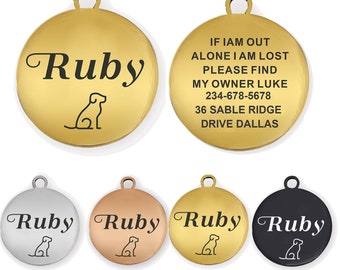 Personalized Engraved Dog Tags, Small Cat Tags, Pet Tags Puppy Name Round Dog ID Tags  Finished in US