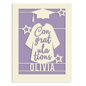 Personalized Graduation Cards for Him Her Daughter Son Graduates Students Friends Congratulation Laser Paper Cut Class of 2023 Greeting Card Lilac Purple
