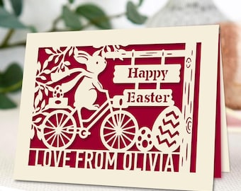 Tarjetas de Pascua personalizadas, regalos de Pascua personalizados para niños, hijo, mamá, tarjeta de conejito grabada con cualquier nombre, regalos de Pascua con diseño de huevos.