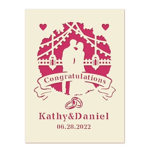 Personalized Wedding Engagement Card Laser Paper Cut | Congratulations Wedding Engagement Greeting Card Custom Gift Hand Finished in US