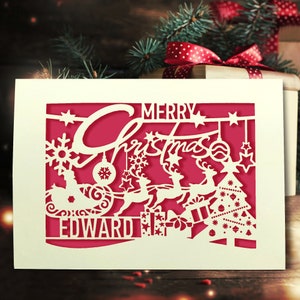Personalized Christmas Card for Kids Son Daughter  Grandson Granddaughter 2025 Merry Xmas Cards Santa Gift for Brother Sister Girl Boy