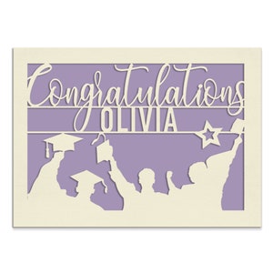 Personalized Graduation Cards for Graduates Students Friends Congratulation Laser Paper Cut Class of 2024 Greeting Card With Envelope Lilac Purple