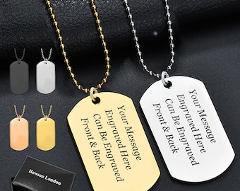 Personalized Engraved Dog Tag Necklace Army Card Identity Necklace Gift for him, boyfriend,husband,dad  Birthday, Anniversary Christmas gift