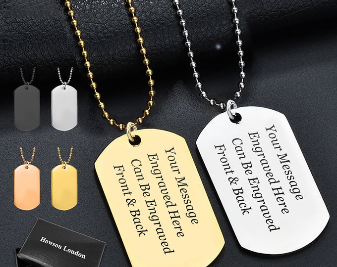 Personalised Silver Personalized Dog Tag Necklace In Solid Gold