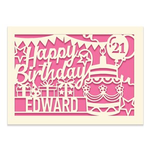 Personalized Happy Birthday Card Paper Cut Happy Birthday Card for Friends Kids Custom Birthday Gift for 16th 18th 21st 30th Birthday image 10