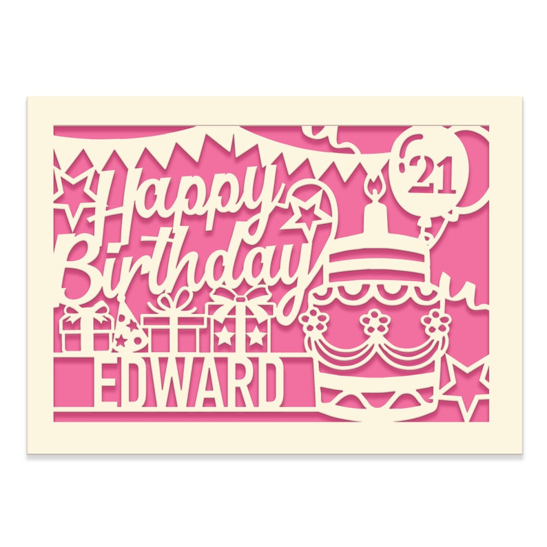 Personalized Happy Birthday Card Paper Cut Happy Birthday Card for Friends Kids Custom Birthday Gift for 16th 18th 21st 30th Birthday image 10