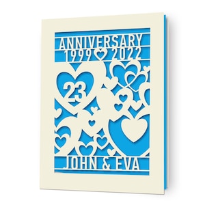 Carte d'anniversaire personnalisée avec noms de couples, cadeau de joyeux anniversaire personnalisé pour 20e 30e 50e anniversaire de mariage Deep Blue