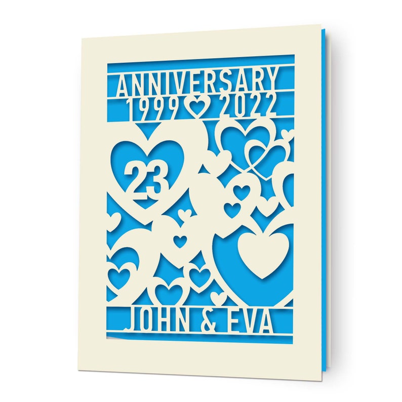 Personalized Anniversary Card with Couples Names Customized Happy Anniversary Gift for 20th 30th 50th Wedding Anniversary Deep Blue