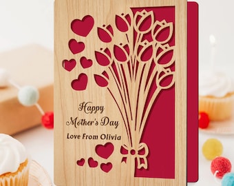 Personalized Mothers Day Card, Happy Mothers Day Card, Custom Mothers Day Cards Gifts for Mum Mummy Mama Wife from Husband Daughter Son