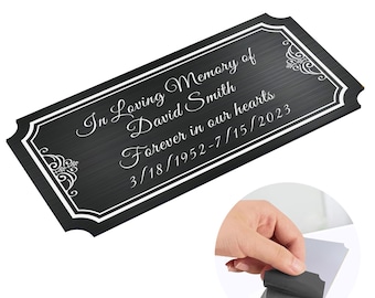 Engraved Name Plate Personalized Memorial Plaques for Doors Urns Solid Metal Plate 2x4in Name Plate Name Label Plaques with Adhesive Backing