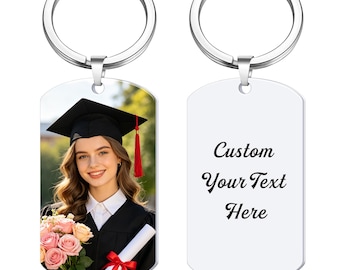 Personalized Photo Keychain Graduation Gifts, Custom Keychain with Picture & Text, Personalized Graduation Gifts