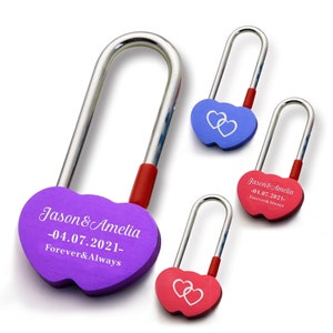 Personalized Love Lock for Her Engraved Padlock for Him Couples Lover Custom Gift for Trip Travel Anniversary Wedding