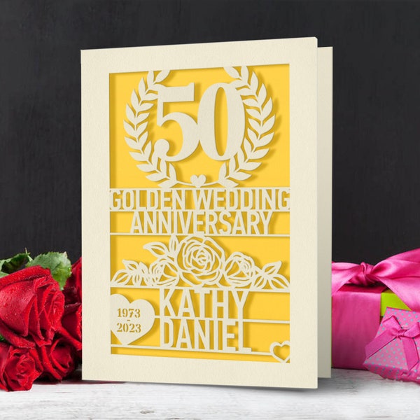 Anniversary Card Personalized Anniversary Gifts for Her Him Wedding Anniversary Card Golden Wedding Anniversary Gift Happy Anniversary Card
