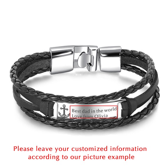 Dad engraved bracelet deals