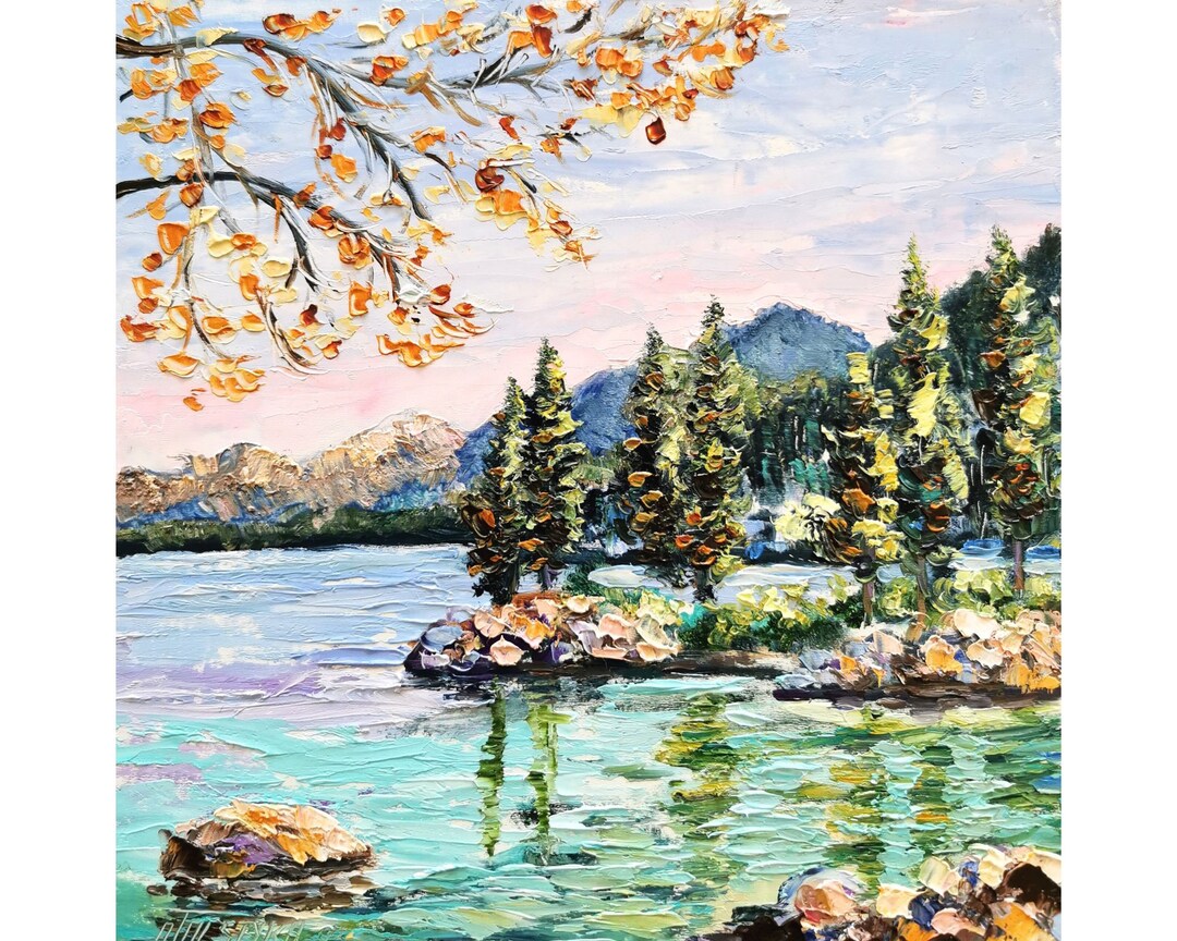 Lake Tahoe Oil Painting Mountain Lake Original Art California Landscape ...