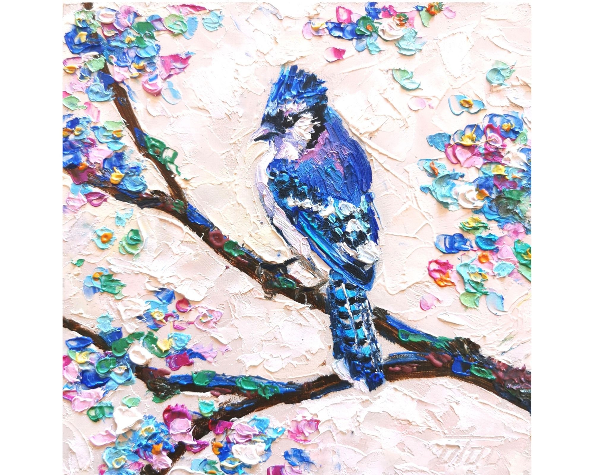 Buy Blue Jay Painting Bird Original Art Cute Little Bird Wall Art