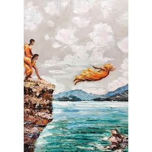 Buddhist monk painting Original Art Meditation Monk Wall Art Seascape  Impasto Oil Painting Abstract Artwork 8-12" by Tolstykh