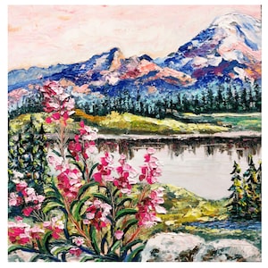 Colorado Painting Rocky Mountain Original Art Wildflowers Wall Art American Landscape Impasto oil painting Small Artwork by Tolstykh