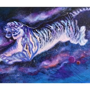 Tiger Weltraum Druck Nebel Wand Kunst Tier Fantasie Poster Galaxie Kunst Stern Nebel Druck Milchstraße Sternenhimmel Universum Kunst Öl Malerei Fine Art