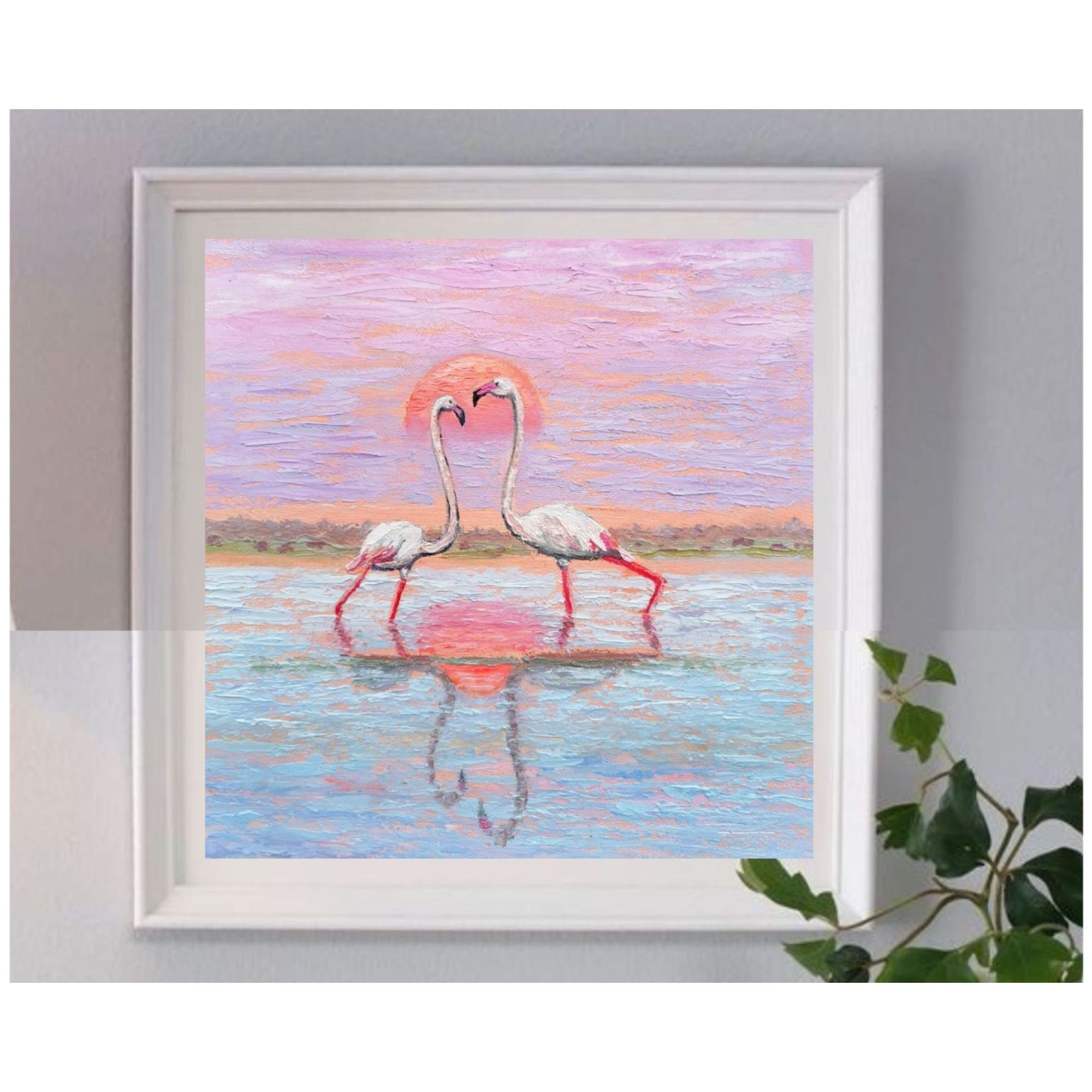 Animali Pittura Originale Flamingo Olio Arte su Tela Allungata Dipinto Muro  Dipinto Casa Soggiorno Soggiorno Regalo 50x70 -  Italia