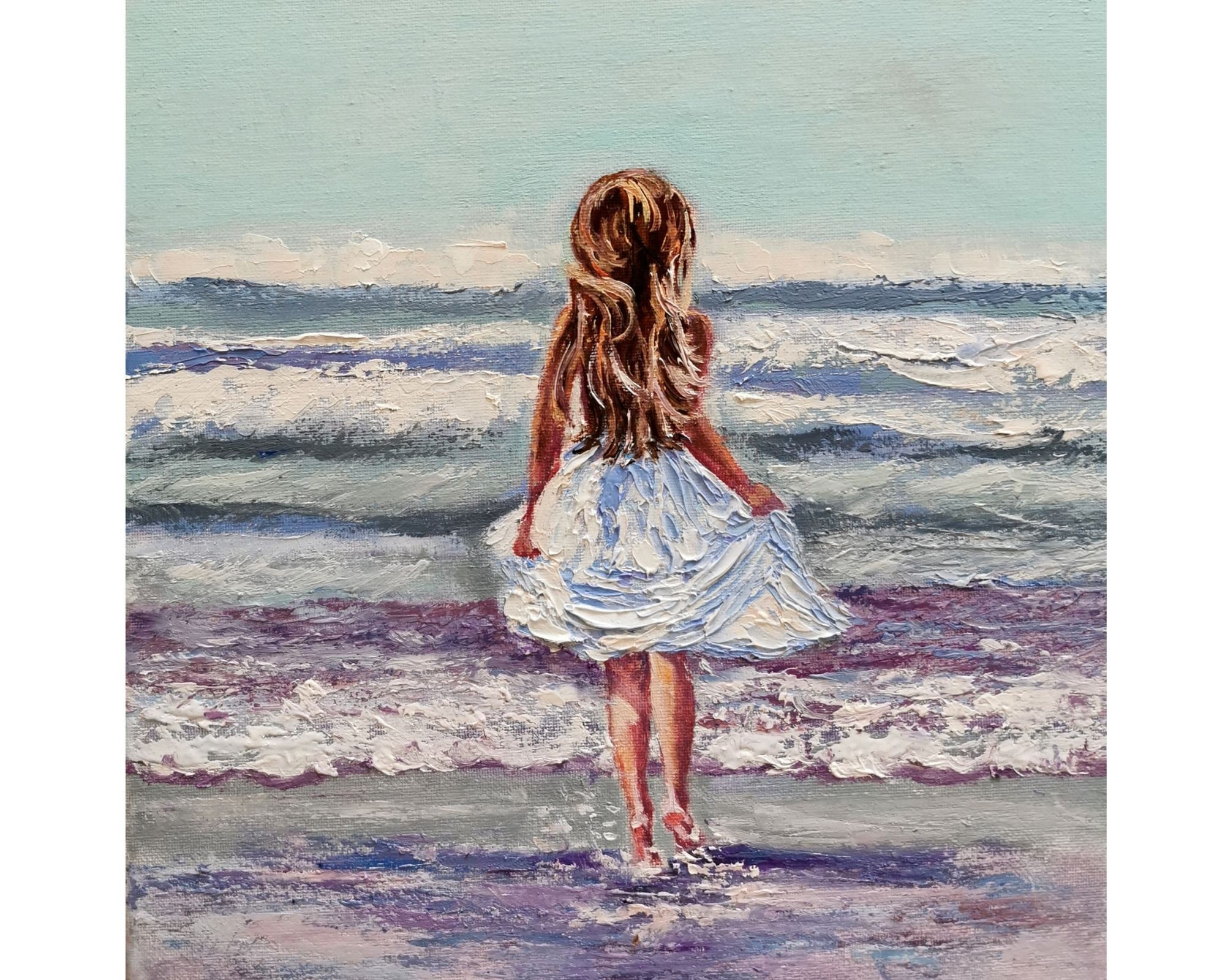 ABEUTY Malen Nach Zahlen – DIY Ölgemälde Auf Leinwand 40x50 Cm, Motiv 'kleines Mädchen Am Strand'