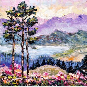 Glacier Painting National Park Original Art Mountain Abstract landscape Impasto Oil Painting Rocky Mountains Artwork 8-8 &quot; by Tolstykh