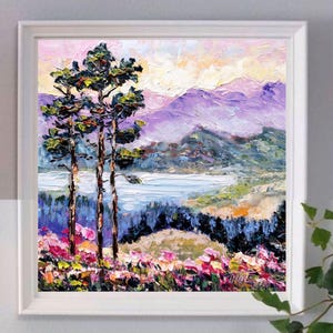 Glacier National Park Oil Painting: Mountain Landscape Impasto Art, 8x8