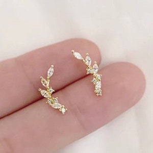 Leaf Earrings,14K Gold Plated  Earrings,Sterling Silver Earrings,Tiny Earrings,Dainty Earrings,Minimalist Jewelry,Gift For Her