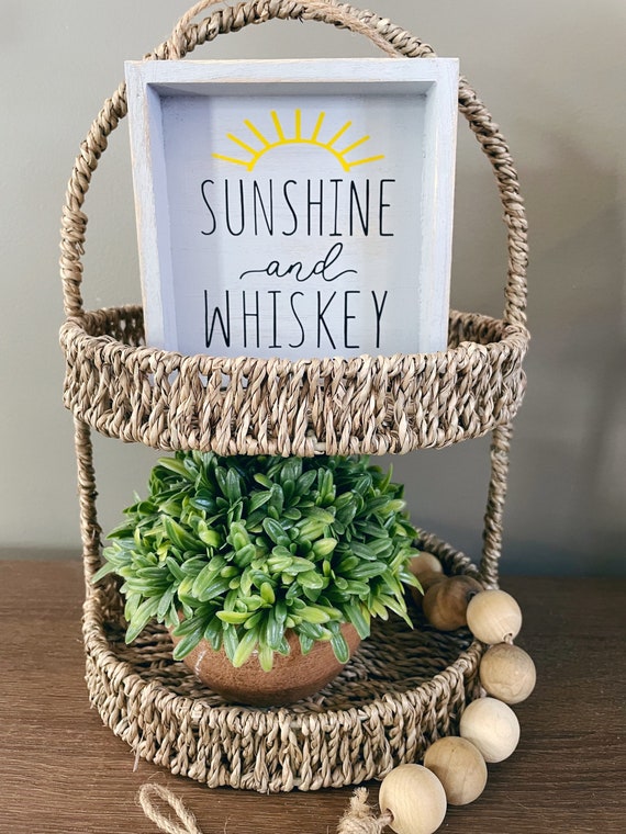Bar Sign Farmhouse Tier Tray Sign Table Sign Mini Chalkboard Sign Sunshine and Whiskey Sold Here Sign