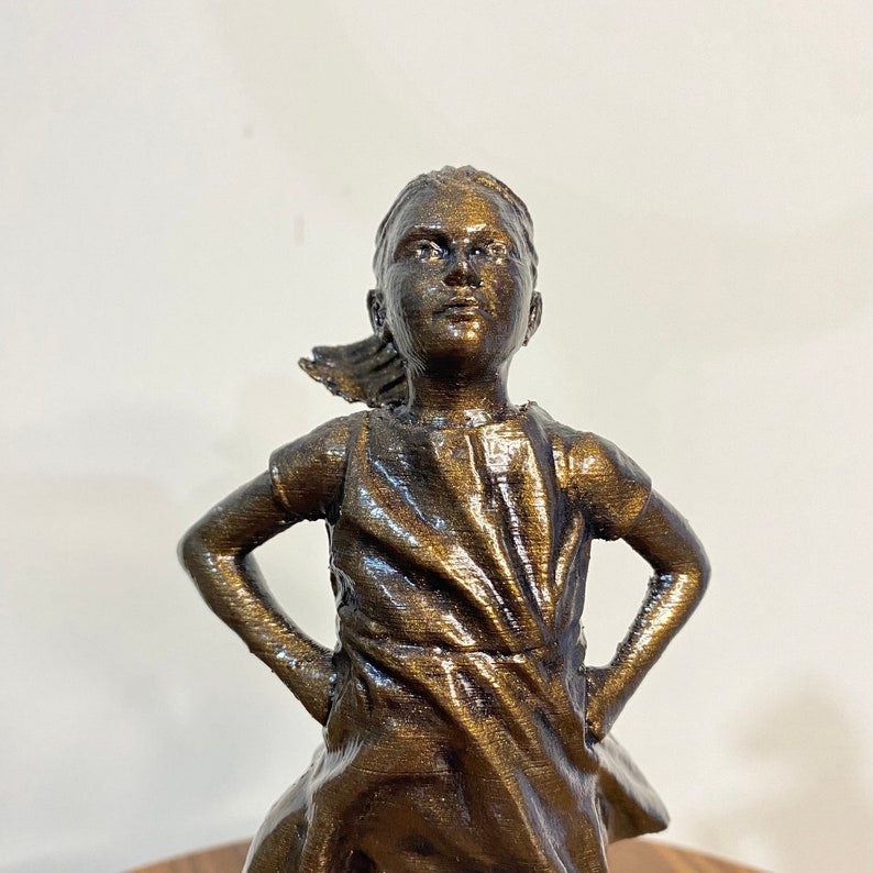 Fearless Girl Statue 3D Printed With Bronze Paint Sculpture Etsy