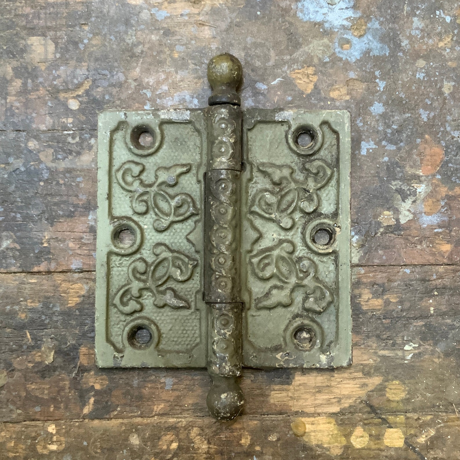 Ornate Antique Ball Tipped Cast Iron Hinge 4 X 4 Etsy